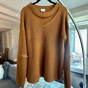 Camel Cut Out Oversized Sweater